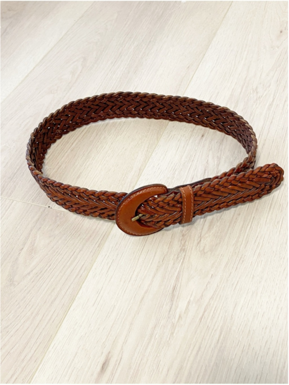 Vintage Nordstrom woven braided leather belt brown made in italy